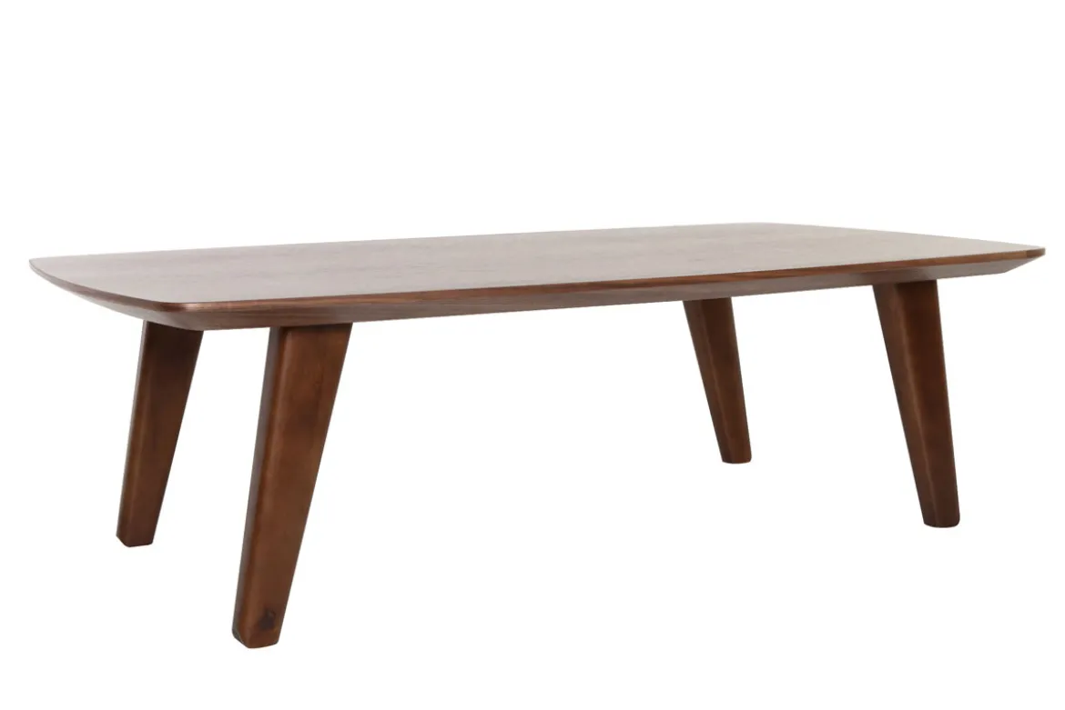 Table basse rectangulaire vintage bois foncé noyer L120cm FIFTIES