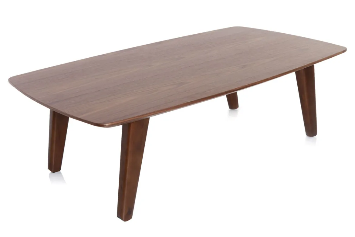 Table basse rectangulaire vintage bois foncé noyer L120cm FIFTIES