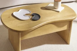 Table basse relevable design haricot avec rangement en bois manguier massif L95 cm KOKOA