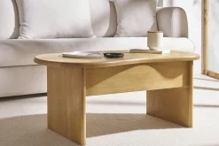 Table basse relevable design haricot avec rangement en bois manguier massif L95 cm KOKOA