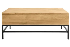Table basse relevable industrielle bois manguier massif et métal noir L110 cm YPSTER