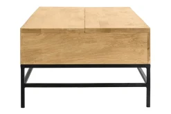 Table basse relevable industrielle bois manguier massif et métal noir L110 cm YPSTER