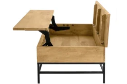 Table basse relevable industrielle bois manguier massif et métal noir L110 cm YPSTER