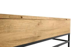 Table basse relevable industrielle bois manguier massif et métal noir L110 cm YPSTER