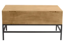Table basse relevable industrielle bois manguier massif et métal noir L90 cm YPSTER