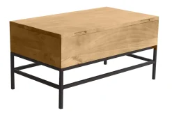 Table basse relevable industrielle bois manguier massif et métal noir L90 cm YPSTER