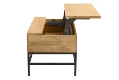 Table basse relevable industrielle bois manguier massif et métal noir L90 cm YPSTER