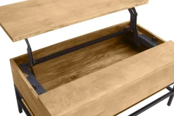 Table basse relevable industrielle bois manguier massif et métal noir L90 cm YPSTER