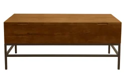 Table basse relevable industrielle bois manguier massif teinté et métal noir L110 cm YPSTER