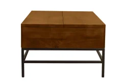 Table basse relevable industrielle bois manguier massif teinté et métal noir L110 cm YPSTER