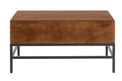 Table basse relevable industrielle bois manguier massif teinté et métal noir L90 cm YPSTER
