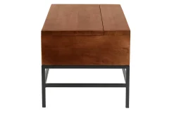 Table basse relevable industrielle bois manguier massif teinté et métal noir L90 cm YPSTER