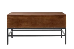Table basse relevable industrielle bois manguier massif teinté et métal noir L90 cm YPSTER
