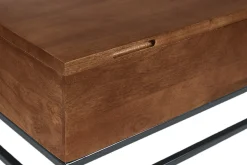 Table basse relevable industrielle bois manguier massif teinté et métal noir L90 cm YPSTER