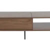 Table basse relevable rectangulaire bois foncé finition noyer et métal noir L100 cm KANE