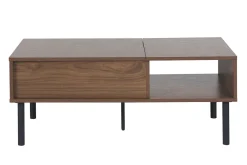 Table basse relevable rectangulaire bois foncé finition noyer et métal noir L100 cm KANE
