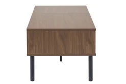 Table basse relevable rectangulaire bois foncé finition noyer et métal noir L100 cm KANE