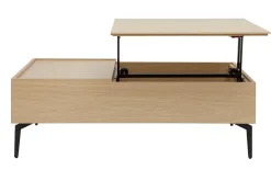 Table basse relevable rectangulaire bois clair finition chêne et métal noir L103 cm SEDA