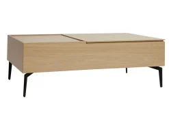 Table basse relevable rectangulaire bois clair finition chêne et métal noir L103 cm SEDA