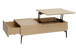 Table basse relevable rectangulaire bois clair finition chêne et métal noir L103 cm SEDA
