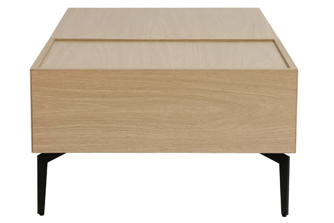 Table basse relevable rectangulaire bois clair finition chêne et métal noir L103 cm SEDA