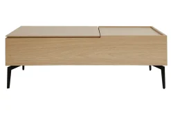 Table basse relevable rectangulaire bois clair finition chêne et métal noir L103 cm SEDA