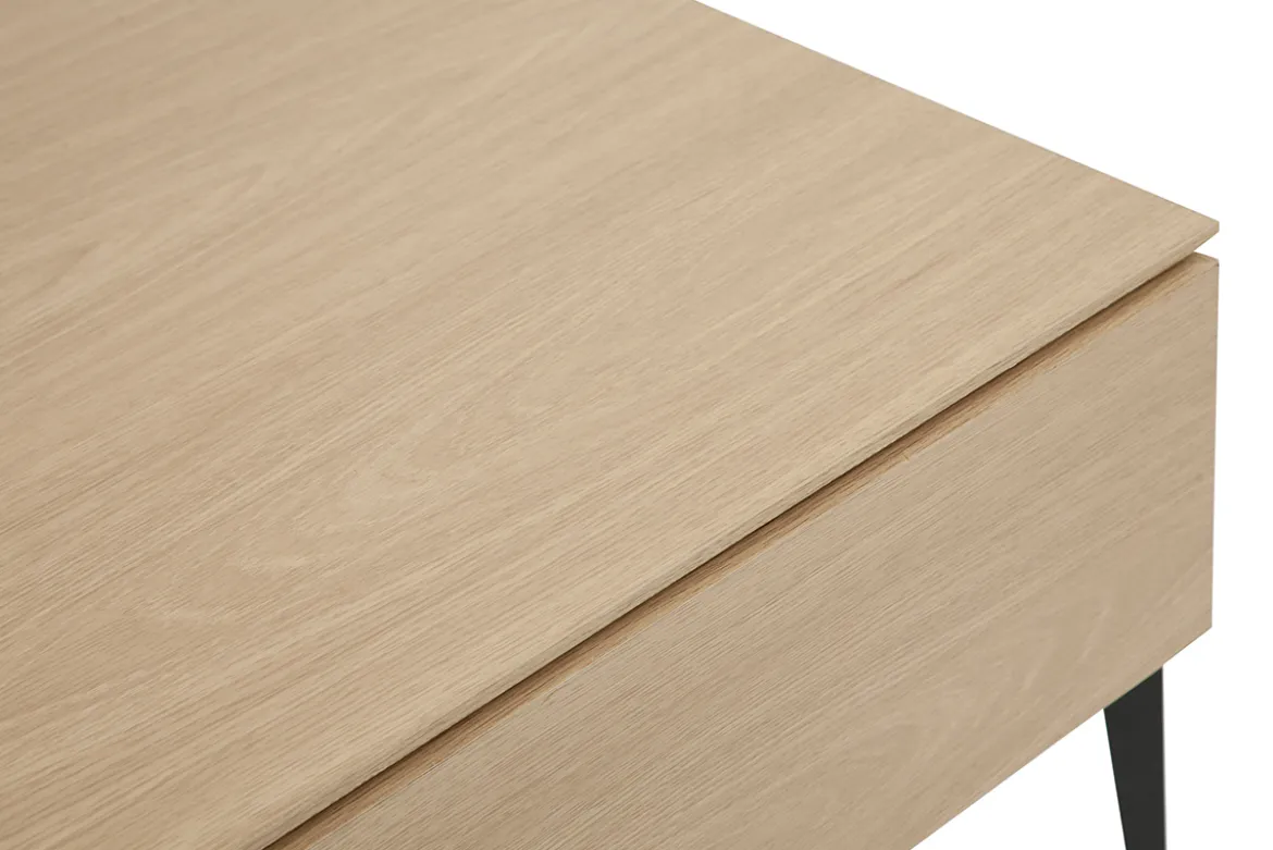 Table basse relevable rectangulaire bois clair finition chêne et métal noir L103 cm SEDA