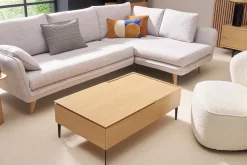Table basse relevable rectangulaire bois clair finition chêne et métal noir L103 cm SEDA