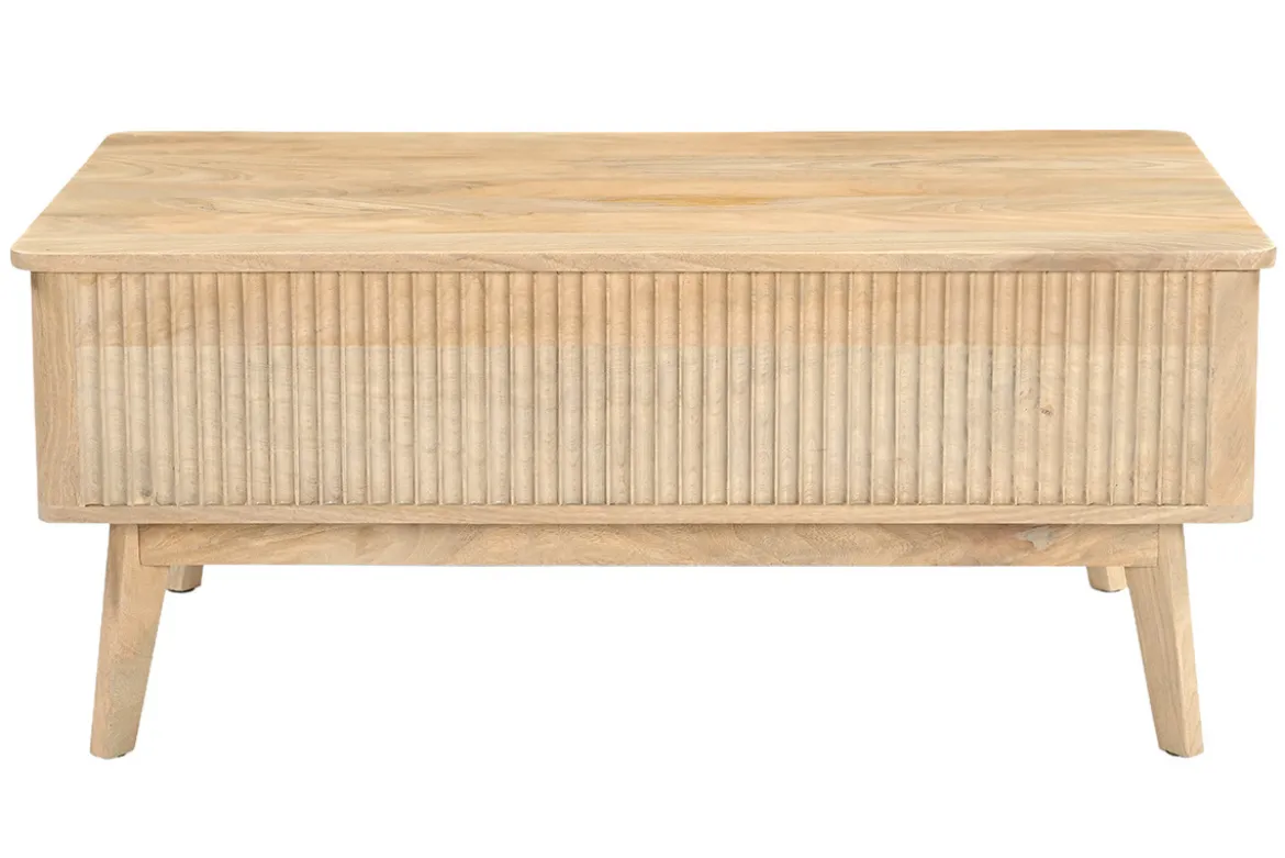 Table basse relevable rectangulaire bois clair manguier massif L100 cm ALDA