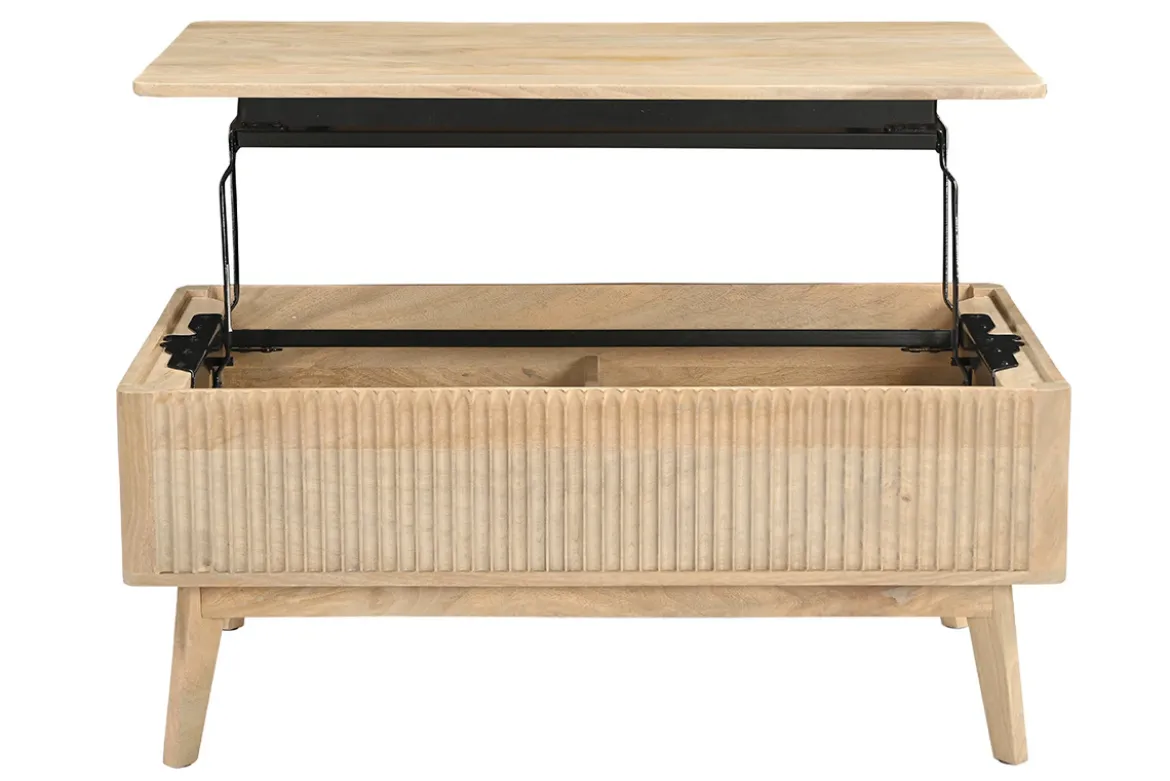 Table basse relevable rectangulaire bois clair manguier massif L100 cm ALDA