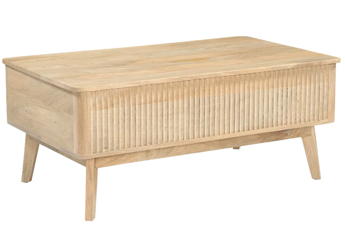 Table basse relevable rectangulaire bois clair manguier massif L100 cm ALDA