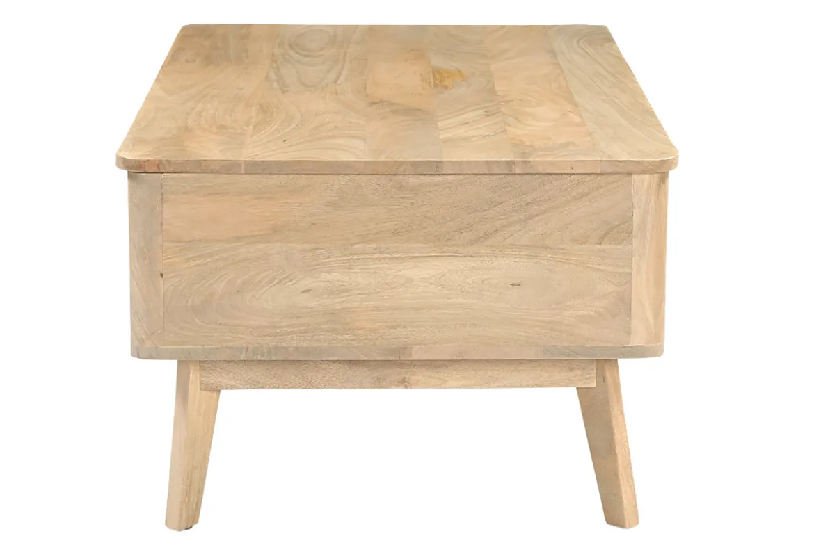 Table basse relevable rectangulaire bois clair manguier massif L100 cm ALDA