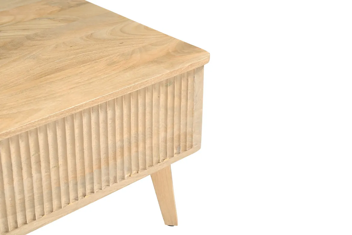 Table basse relevable rectangulaire bois clair manguier massif L100 cm ALDA