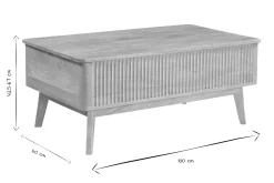 Table basse relevable rectangulaire bois clair manguier massif L100 cm ALDA