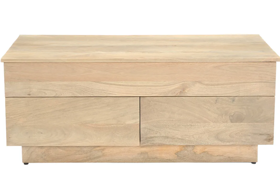 Table basse relevable rectangulaire bois clair manguier massif L102 cm NEXO