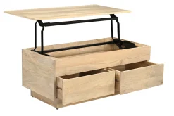 Table basse relevable rectangulaire bois clair manguier massif L102 cm NEXO