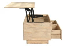 Table basse relevable rectangulaire bois clair manguier massif L102 cm NEXO