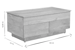 Table basse relevable rectangulaire bois clair manguier massif L102 cm NEXO