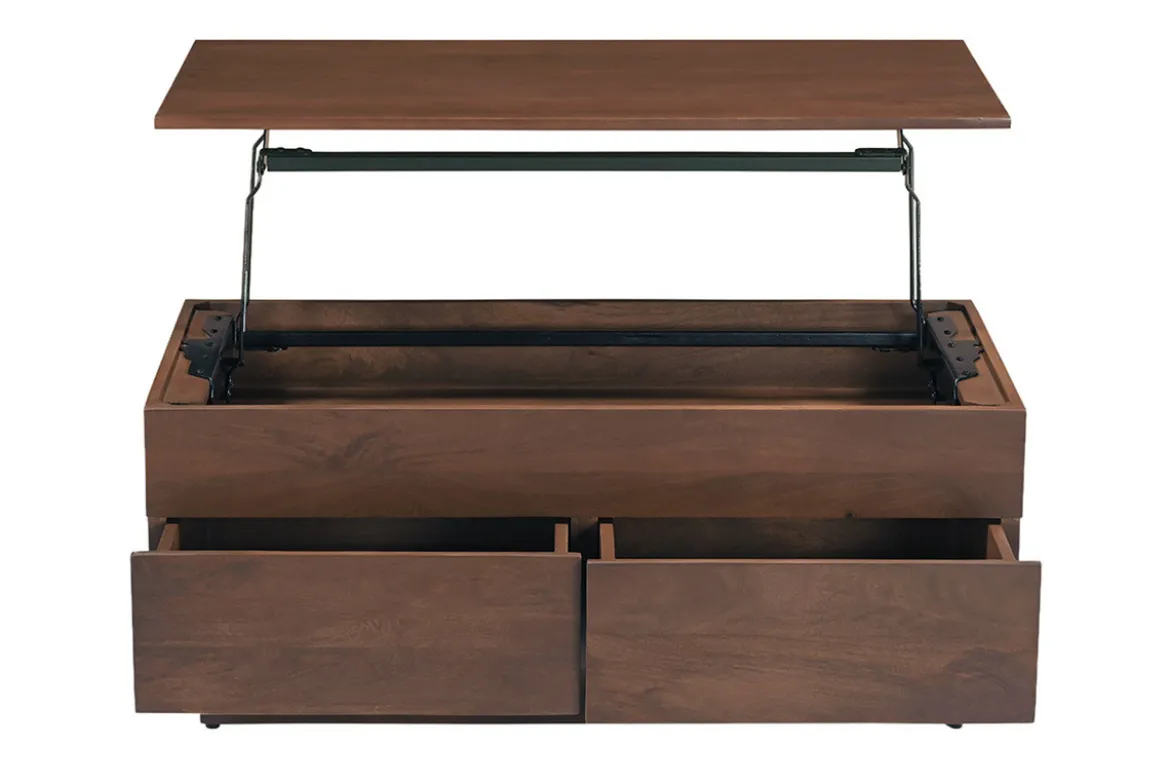 Table basse relevable rectangulaire bois foncé manguier massif L102 cm NEXO
