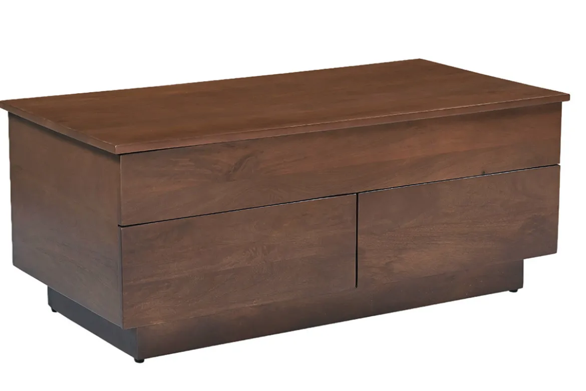 Table basse relevable rectangulaire bois foncé manguier massif L102 cm NEXO
