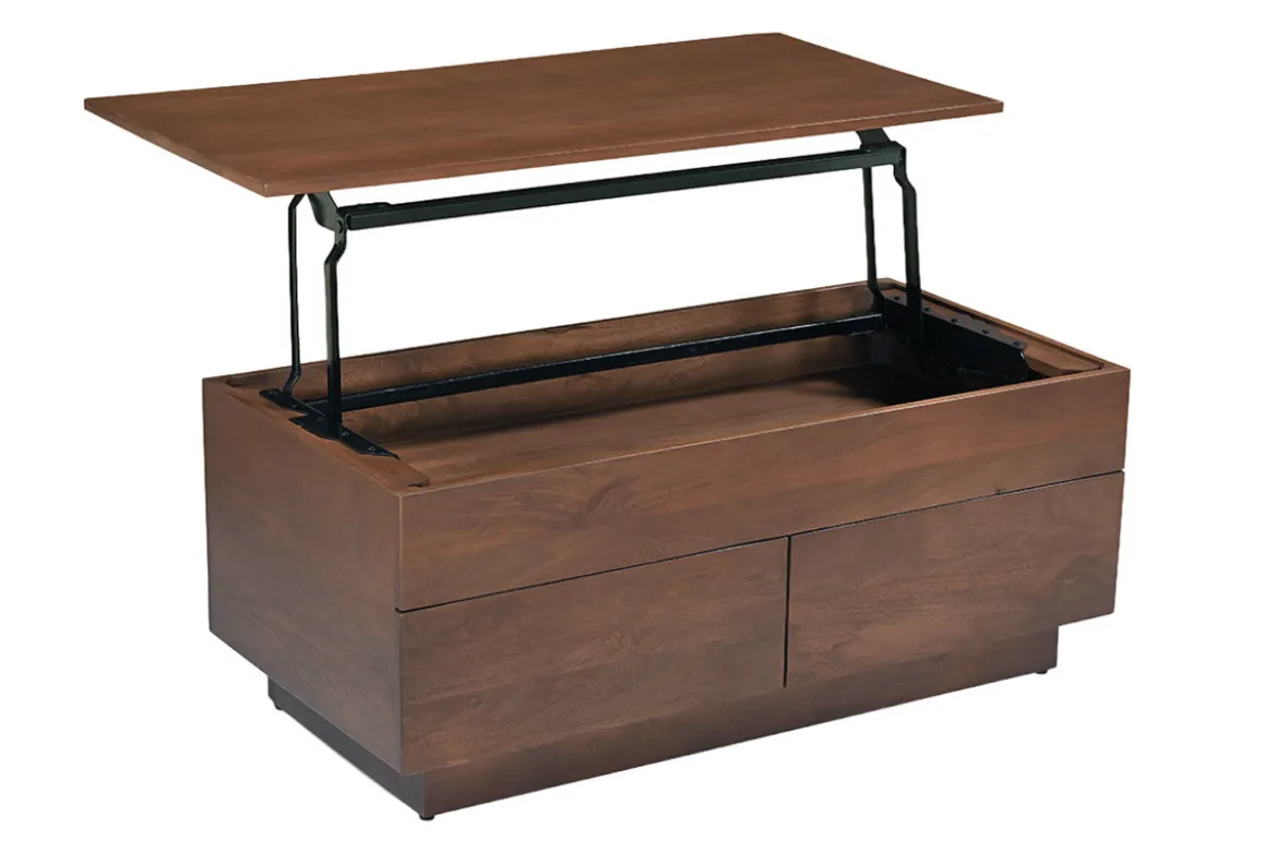 Table basse relevable rectangulaire bois foncé manguier massif L102 cm NEXO