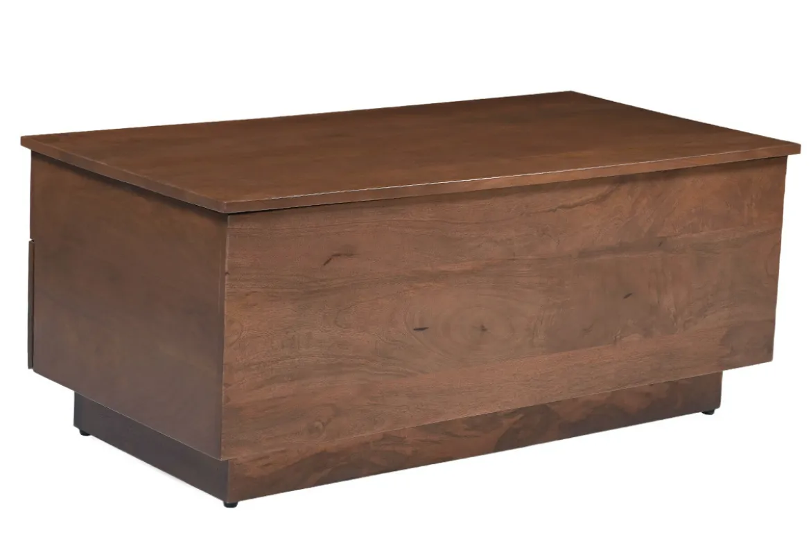 Table basse relevable rectangulaire bois foncé manguier massif L102 cm NEXO