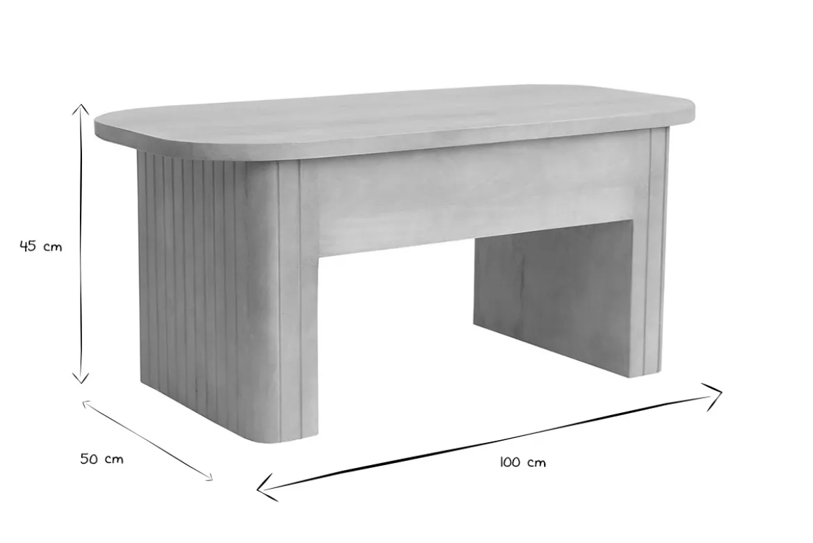 Table basse relevable rectangulaire bois manguier massif L100 cm LATIGO