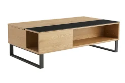 Table basse relevable rectangulaire bois clair et métal noir L110 cm WYNN