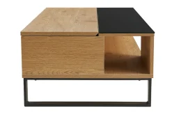 Table basse relevable rectangulaire bois clair et métal noir L110 cm WYNN