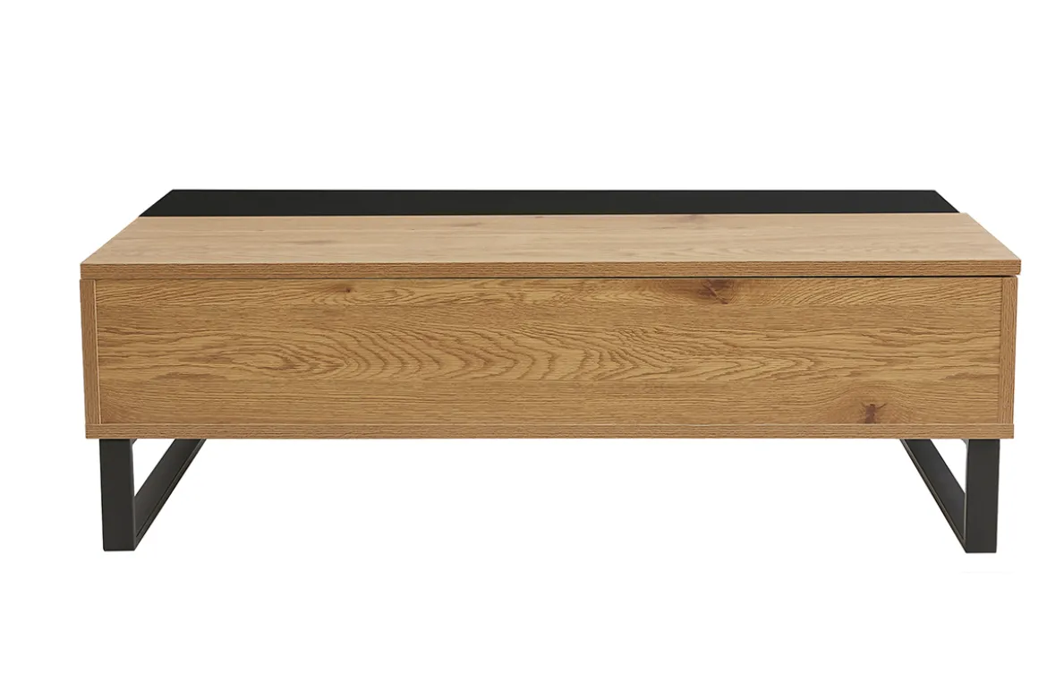 Table basse relevable rectangulaire bois clair et métal noir L110 cm WYNN