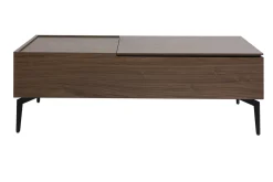 Table basse relevable rectangulaire bois foncé finition noyer et métal noir L103 cm SEDA