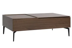 Table basse relevable rectangulaire bois foncé finition noyer et métal noir L103 cm SEDA