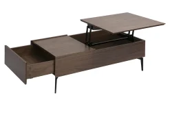 Table basse relevable rectangulaire bois foncé finition noyer et métal noir L103 cm SEDA