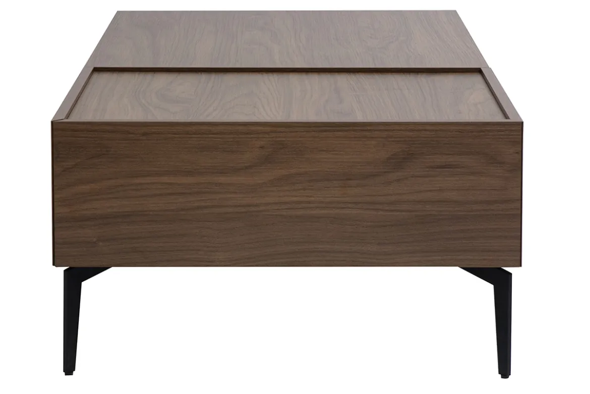 Table basse relevable rectangulaire bois foncé finition noyer et métal noir L103 cm SEDA